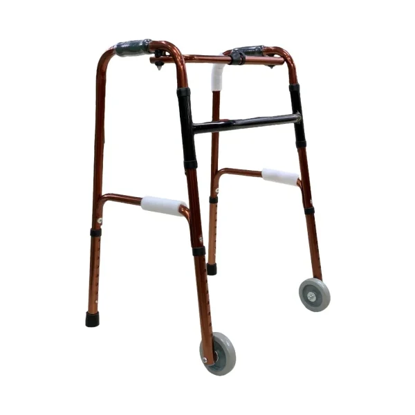 Folding Walker with Wheel - Gold